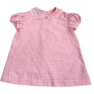 Vintage Toddler Polly Flinders Smocked Pink Gingham Dress 3T Peter Pan Collar